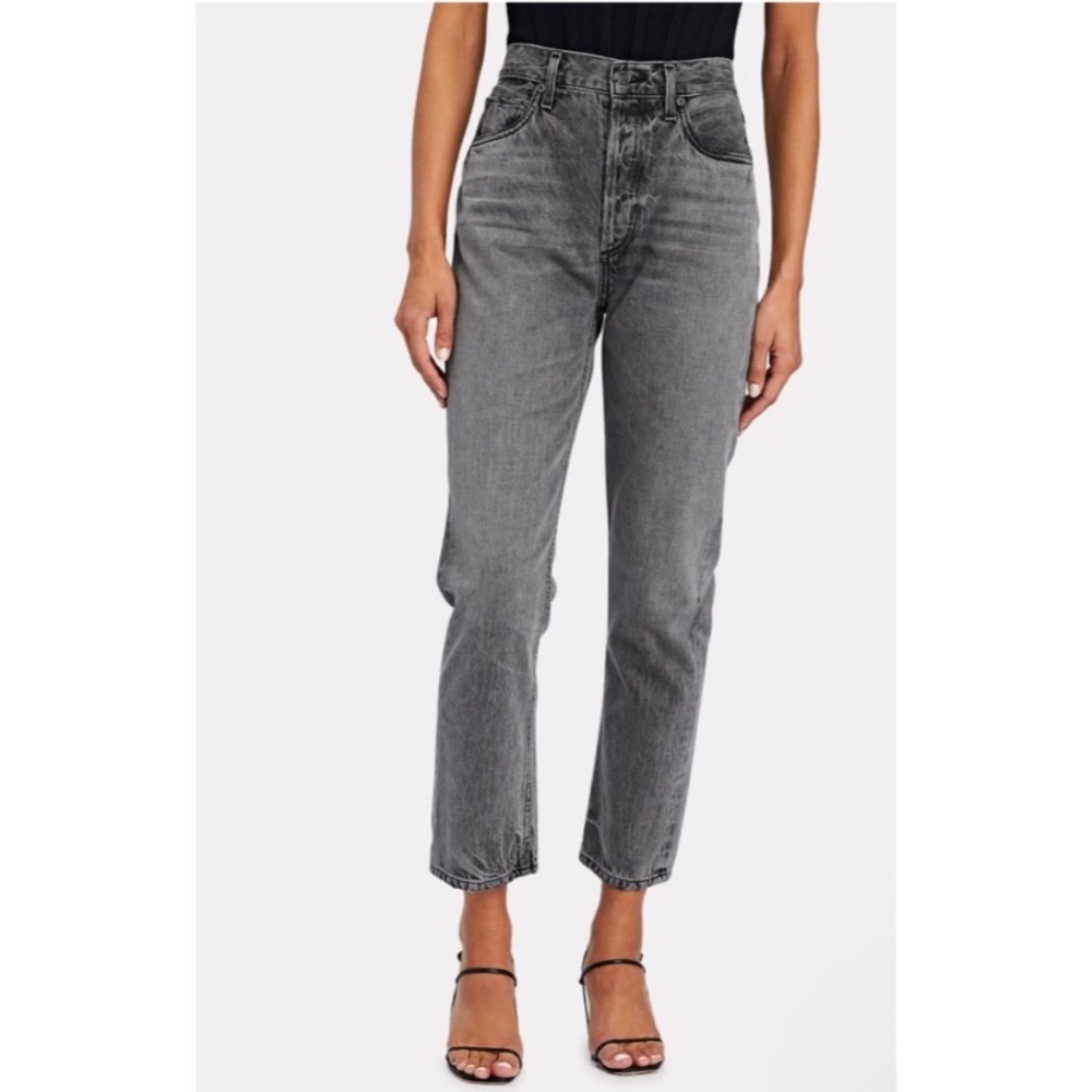 NWOT Agolde Women’s Riley High-rise Cotton Straight Cropped Jeans in Inkjet 31